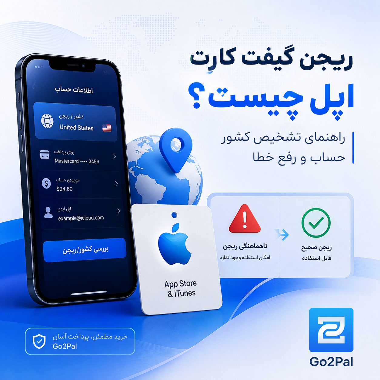 ریجن گیفت کارت اپل و بررسی Country Region حساب Apple پیش از Redeem
